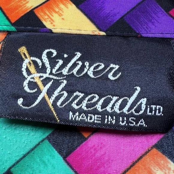 Silver Threads Vintage Woven Geometric Print Jacket Womens Medium Colorful Bold - Picture 6 of 12